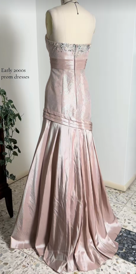 Pink Prom Dress Sheath Long Satin Evening Dress ED10946