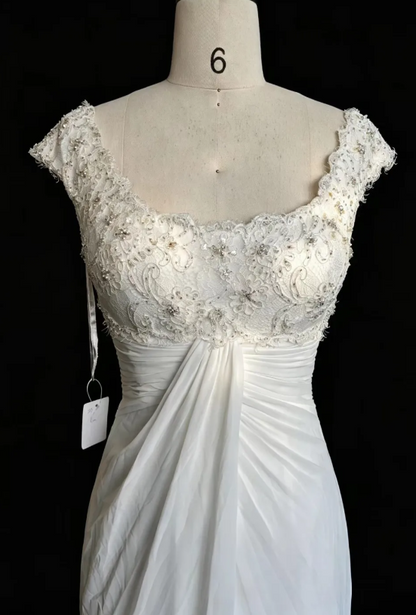 White Prom Dress Sheath Long Chiffon Evening Dress ED10960