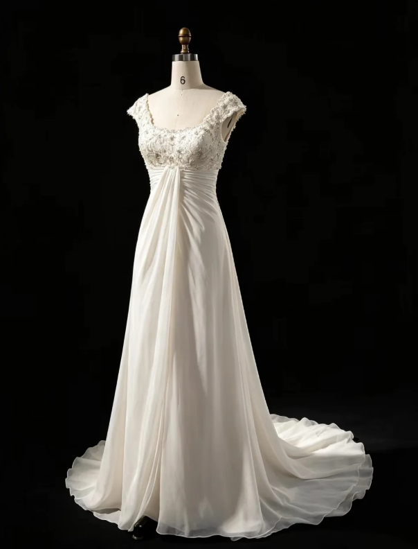 White Prom Dress Sheath Long Chiffon Evening Dress ED10960