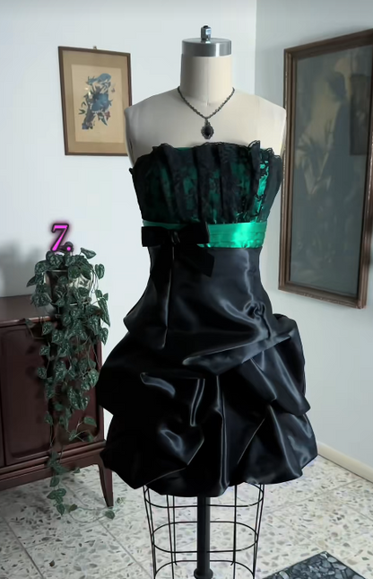 Strapless Black Short Homecoming Dress Satin Birthday Party Dress ED10968