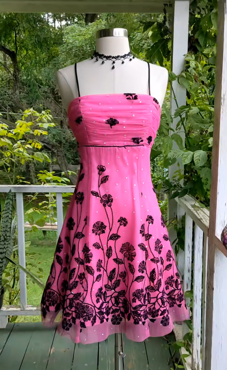 Straps Pink Short Homecoming Dress, Chiffon Birthday Party Dress ED10970