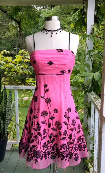 Straps Pink Short Homecoming Dress, Chiffon Birthday Party Dress ED10970