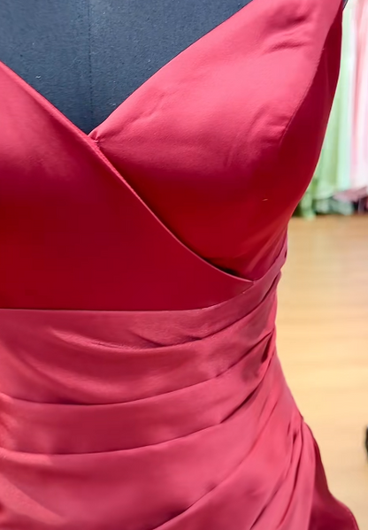 Robe de soirée courte trapèze rouge, robe de bal en satin pour anniversaire ED10972