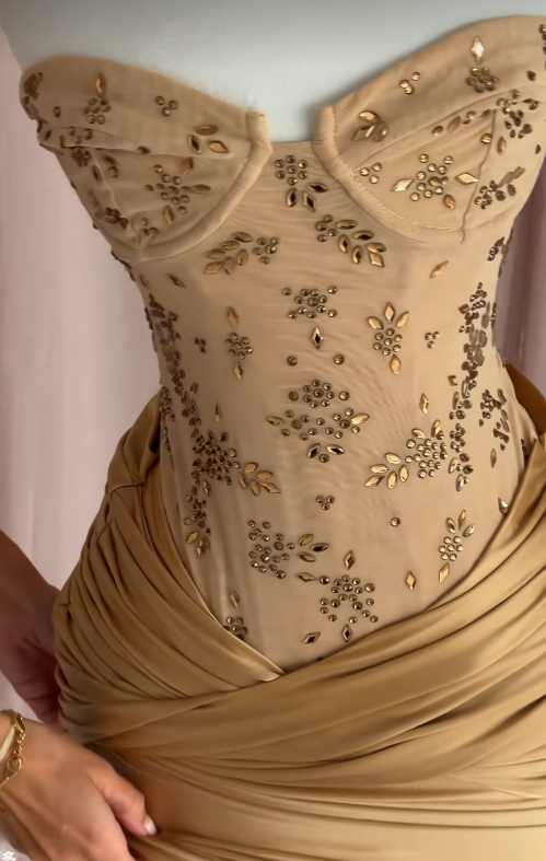 Sweetheart Gold Bodycon Short Homecoming Dress, Chiffon Birthday Party Dress ED10976