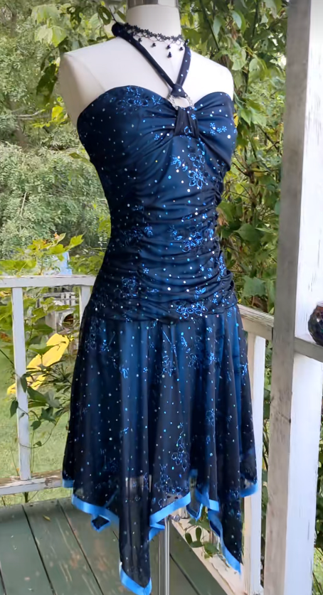 Navy Blue Sheath Short Homecoming Dress, Chiffon Birthday Party Dress ED10978