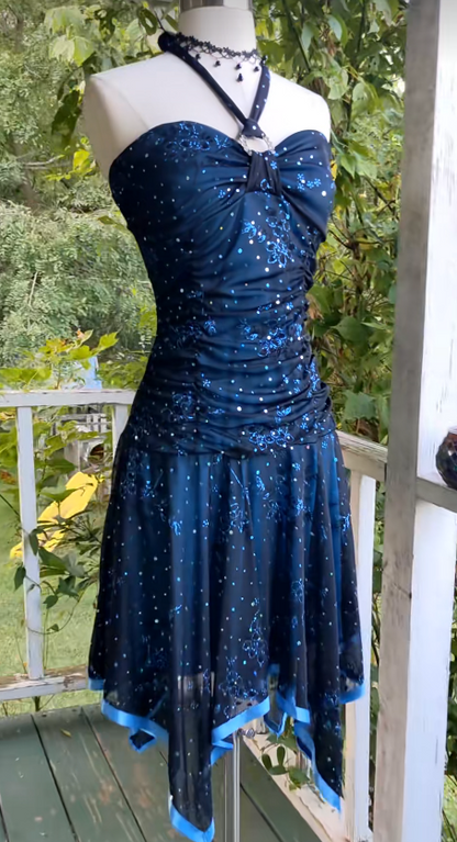 Navy Blue Sheath Short Homecoming Dress, Chiffon Birthday Party Dress ED10978