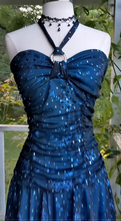 Navy Blue Sheath Short Homecoming Dress, Chiffon Birthday Party Dress ED10978