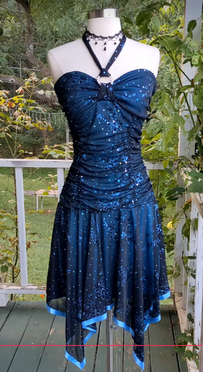 Navy Blue Sheath Short Homecoming Dress, Chiffon Birthday Party Dress ED10978