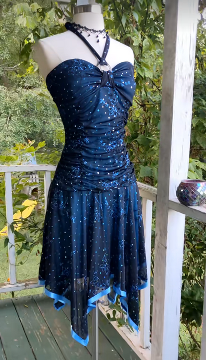 Navy Blue Sheath Short Homecoming Dress, Chiffon Birthday Party Dress ED10978