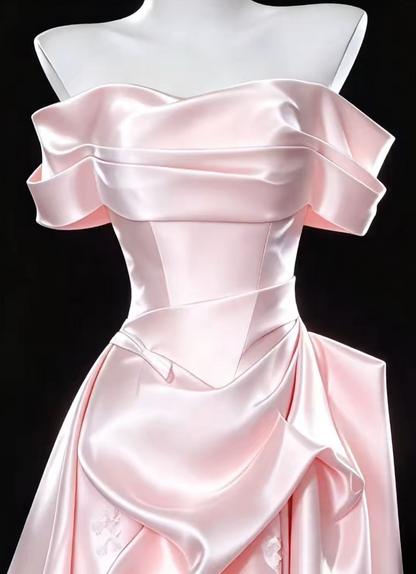 Pink Prom Dresses  A-Line Long Satin Evening Gowns ED10989