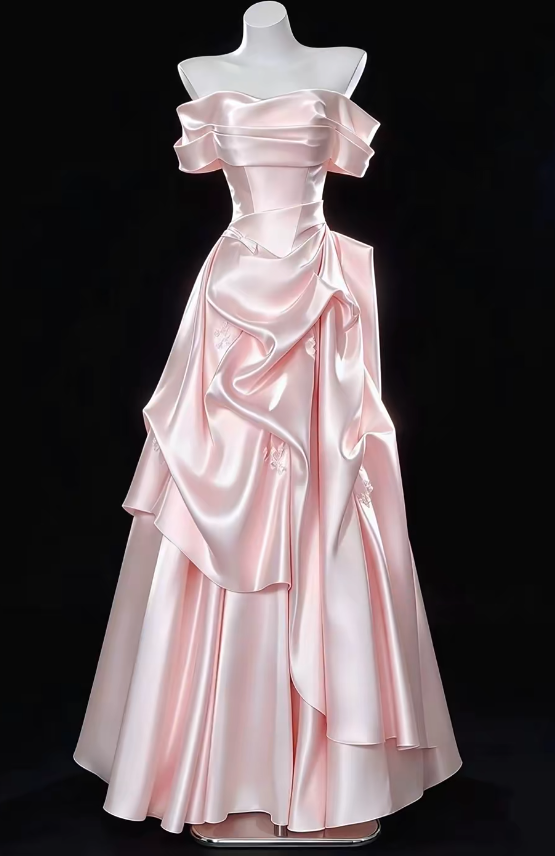 Pink Prom Dresses  A-Line Long Satin Evening Gowns ED10989