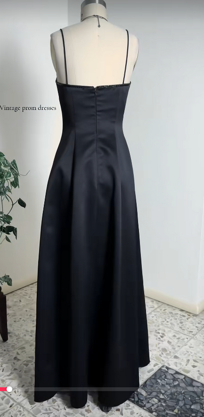 Black Prom Dresses Sheath Long Satin Evening Gowns ED10996