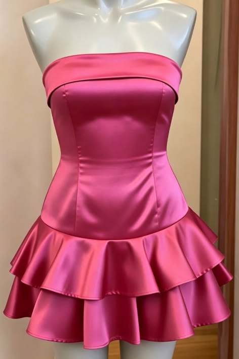 Pink Short Homecoming Dress Prom Dresses Strapless Satin Birthday Dress ED11013