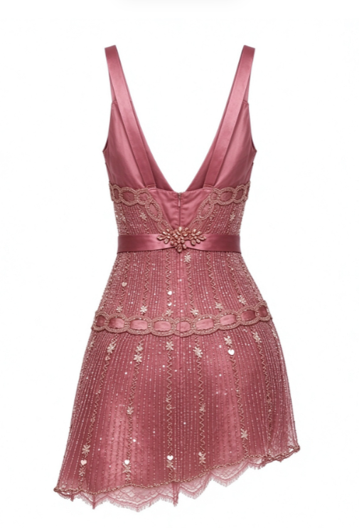 Rosa kurzes Homecoming-Kleid mit Perlenbesatz, Etuikleid für Geburtstagspartys ED11025