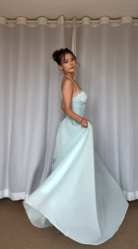 Tiffany Blue Prom Dress Sheath Long Chiffon Evening Dress ED11028