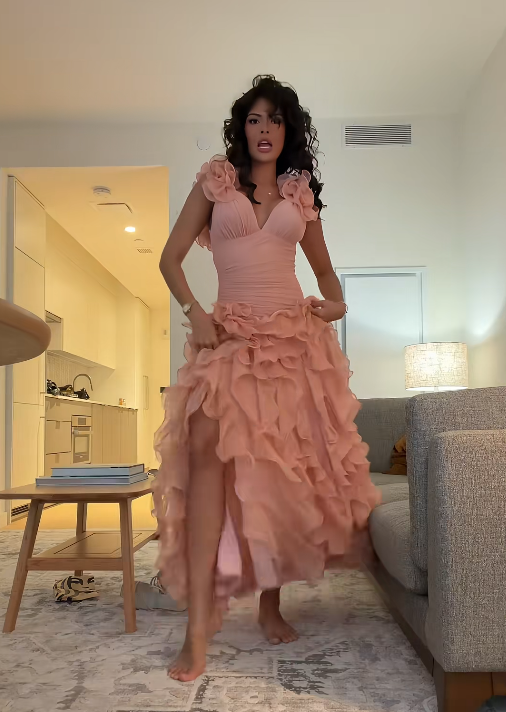 Blush Pink Prom Dress Sheath Long Chiffon Evening Dress ED11031