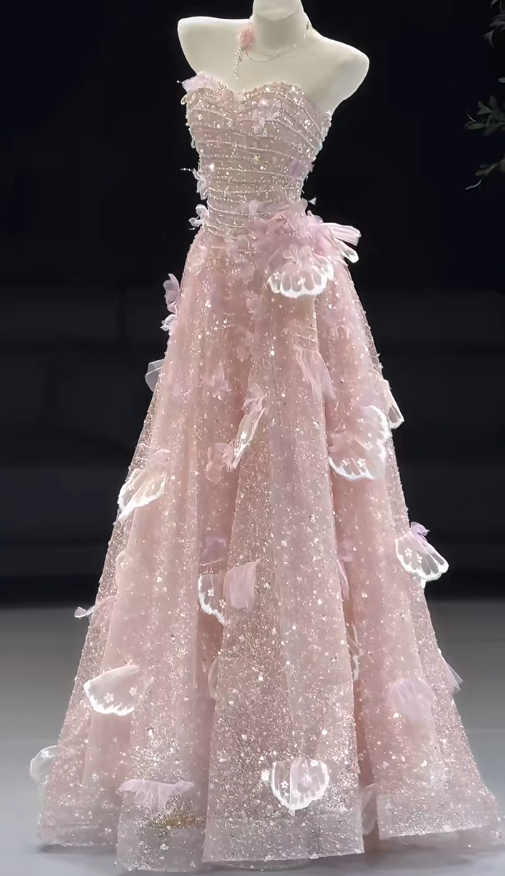 Pink Prom Dress A-Line Tulle Long Evening Dress ED11048