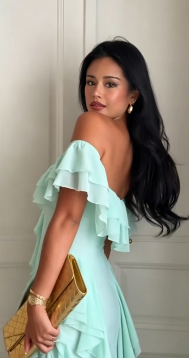 Robe de bal fourreau bleu Tiffany en mousseline longue robe de soirée ED11051