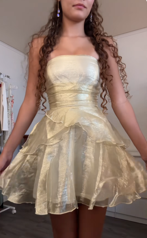 Champagne Short Homecoming Dresses A-Line Tulle Birthday Party Dress ED11059