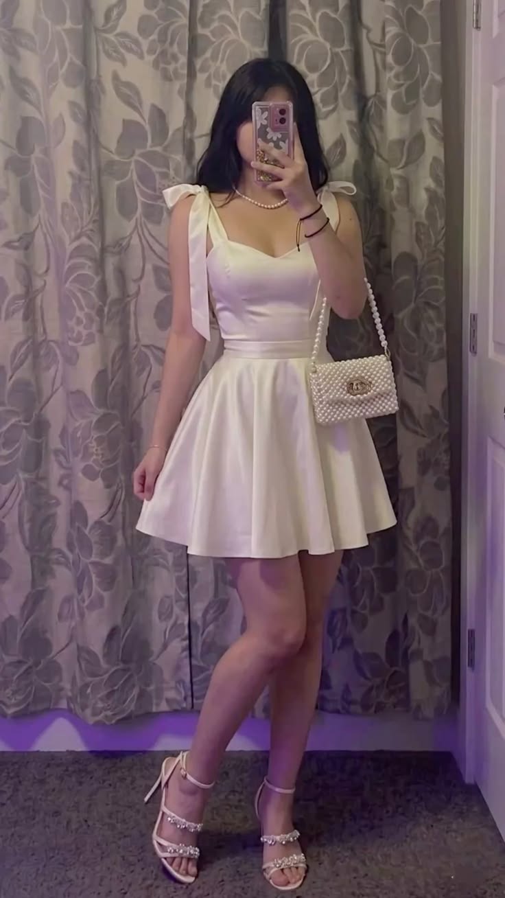 White Short Homecoming Dresses A-Line Satin Birthday Party Dress ED11062