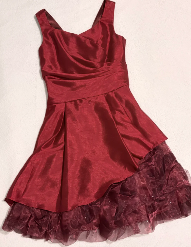 Burgunderrotes kurzes Homecoming-Kleid A-Linie Tüll Geburtstagsparty-Kleid ED11074