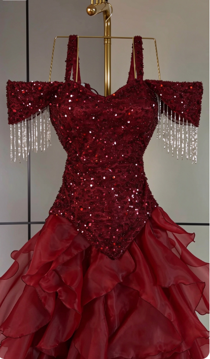 Burgundy Short Homecoming Dress Sheath Sequins Birthday Dress ED11077