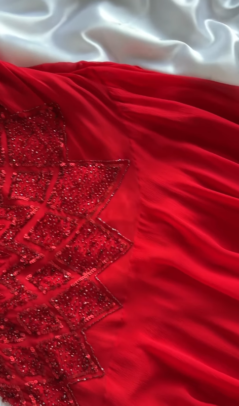 Robe de bal courte rouge ornée de perles, coupe fourreau en mousseline, robe d'anniversaire ED11079