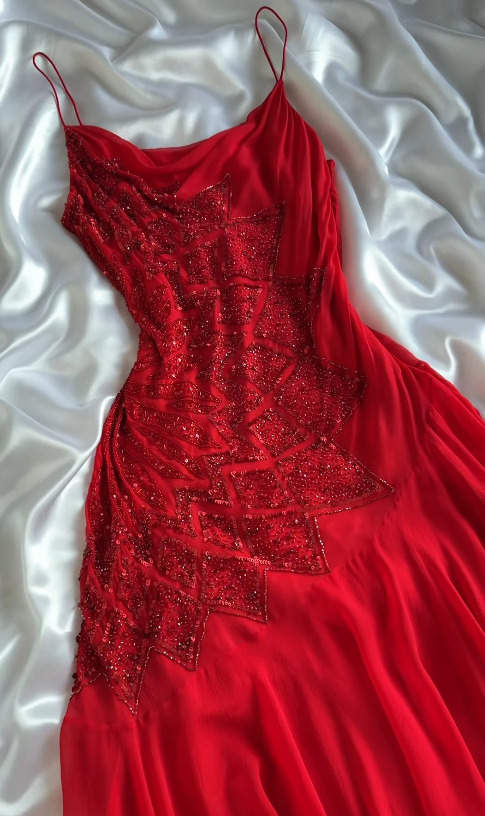 Robe de bal courte rouge ornée de perles, coupe fourreau en mousseline, robe d'anniversaire ED11079