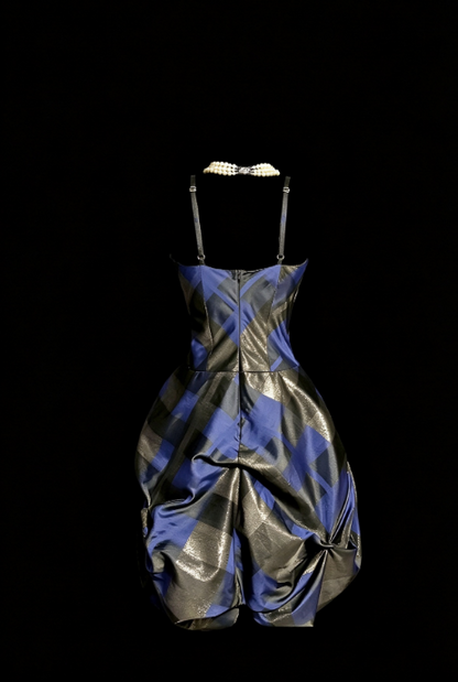 Navy Blue Short Homecoming Dress A-Line Satin Birthday Dress ED11081