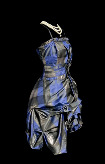 Navy Blue Short Homecoming Dress A-Line Satin Birthday Dress ED11081