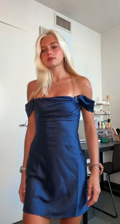 Navy Blue Short Homecoming Dress Sheath Satin Birthday Dress ED11082