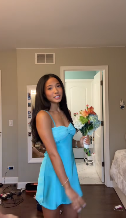 Blue Short Homecoming Dress Sheath Satin Birthday Dress ED11085
