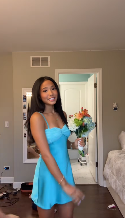 Blue Short Homecoming Dress Sheath Satin Birthday Dress ED11085