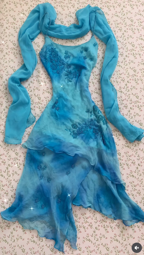 Blue Short Homecoming Dress Sheath Chiffon Birthday Dress ED11086