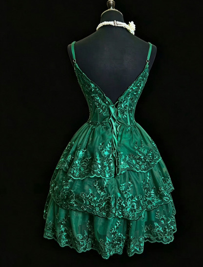 Dark Green Sequins Short Homecoming Dress A-Line Tulle Birthday Dress ED11089