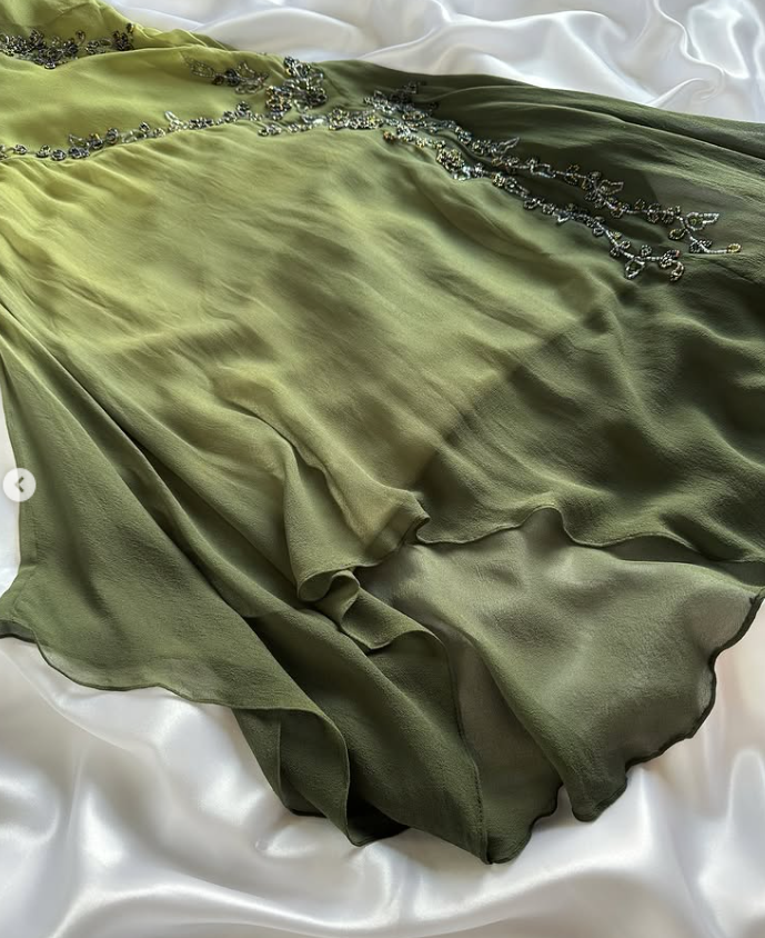 Green Beaded Short Homecoming Dress Sheath Chiffon Birthday Party Dress ED11095