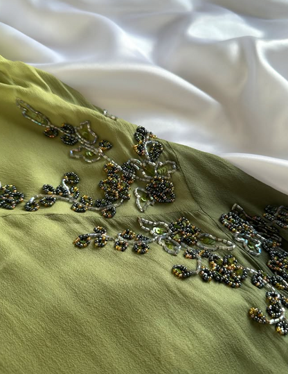 Green Beaded Short Homecoming Dress Sheath Chiffon Birthday Party Dress ED11095