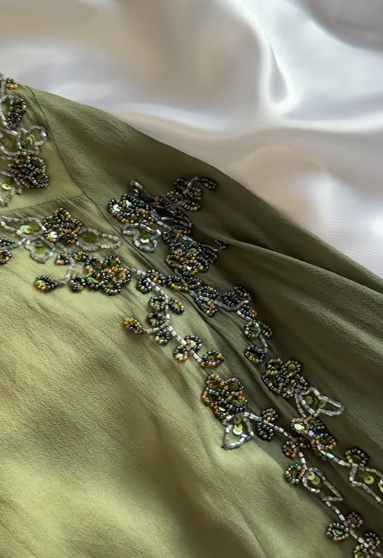 Green Beaded Short Homecoming Dress Sheath Chiffon Birthday Party Dress ED11095