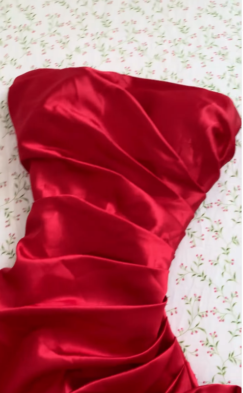 Red Prom Dress Sheath Satin Long Evening Dress ED11104