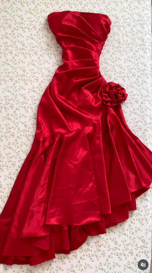 Red Prom Dress Sheath Satin Long Evening Dress ED11104