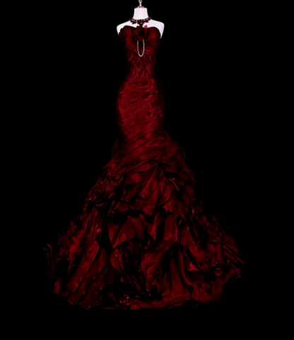Burgundy Prom Dress Sheath Satin Long Evening Dress  ED11110
