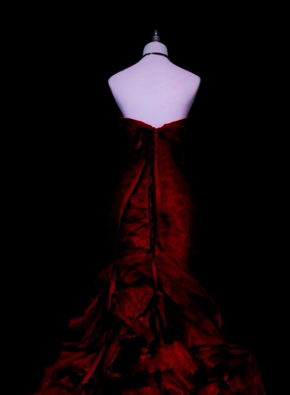 Burgundy Prom Dress Sheath Satin Long Evening Dress  ED11110