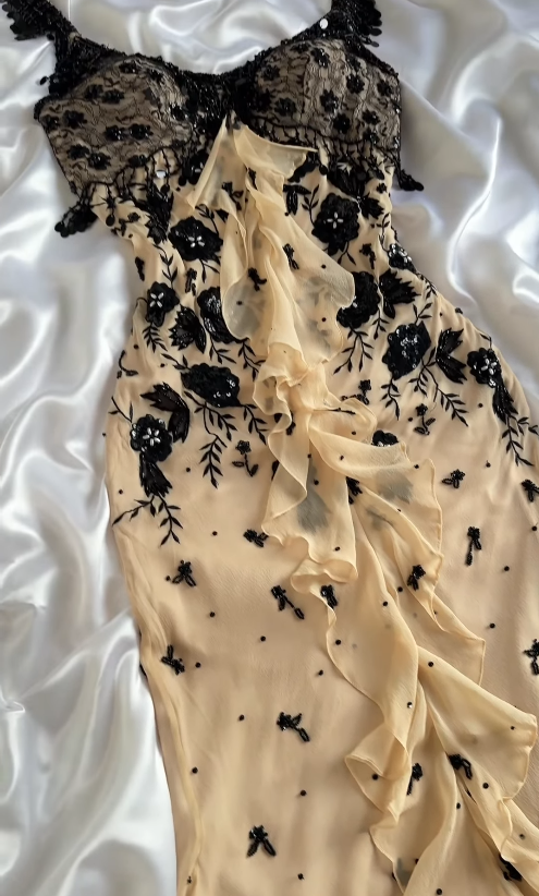 Champagne Prom Dress Sheath Chiffon Beaded Long Evening Dress ED11111