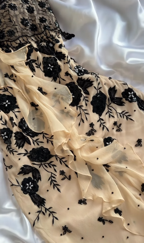 Champagne Prom Dress Sheath Chiffon Beaded Long Evening Dress ED11111