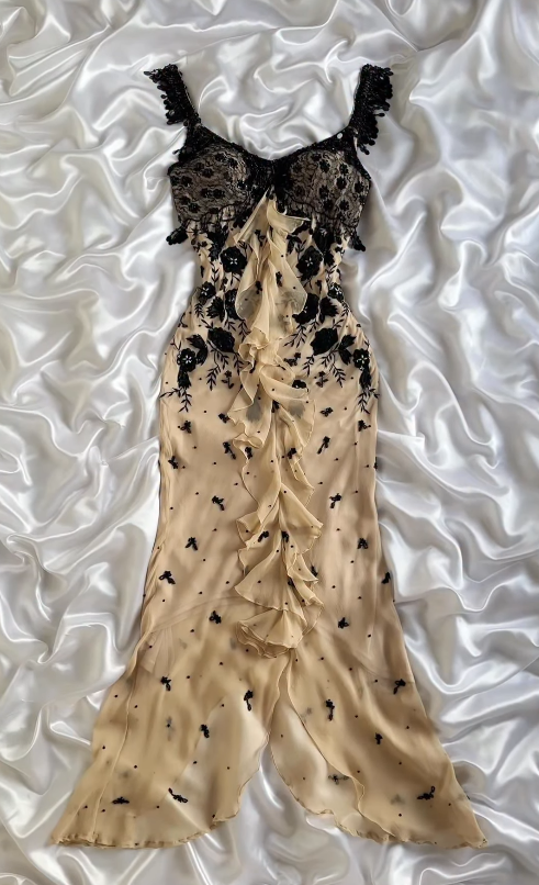 Champagne Prom Dress Sheath Chiffon Beaded Long Evening Dress ED11111