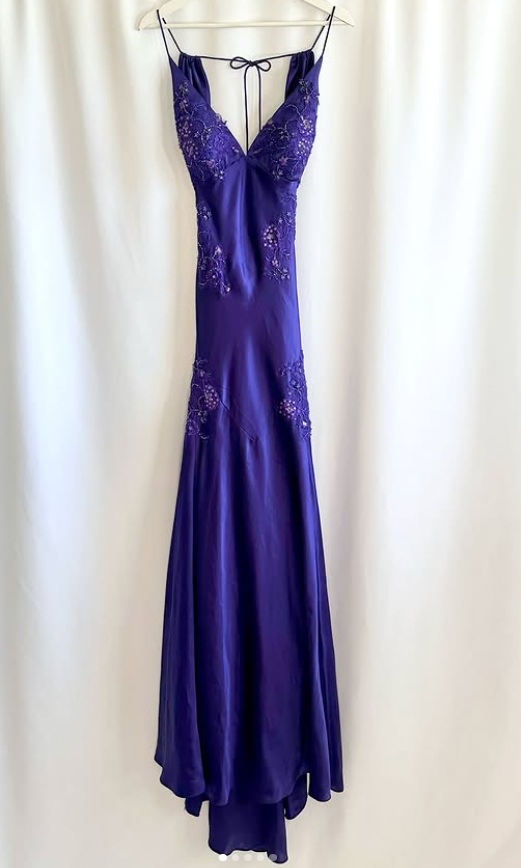 Dark Purple Prom Dress Sheath Satin Beaded Long Evening Dress ED11112
