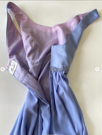 Robe de bal fourreau violette en mousseline, longue robe de soirée ED11113
