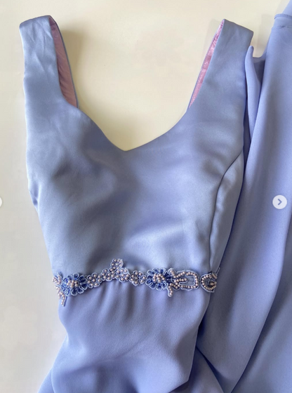 Robe de bal fourreau violette en mousseline, longue robe de soirée ED11113