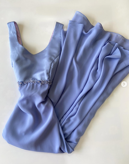 Robe de bal fourreau violette en mousseline, longue robe de soirée ED11113