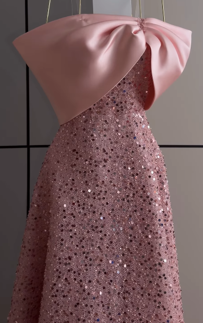 Pink Prom Dress A-Line Sequins Long Evening Dress ED11119